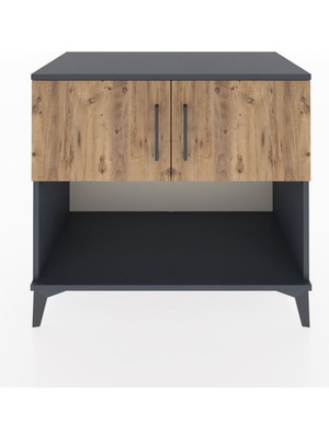 Hyperion Şifonyer Tek Raflı 2 Kapaklı 88X44X80 Antrasit-Çam