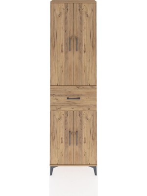 Arges Dolap 4 Raflı Tek Çekmeceli 4 Kapaklı 60X30X221 Çam-Çam