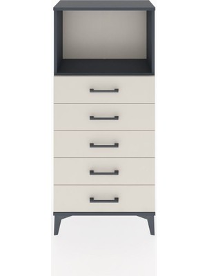 Hyperion Dolap Tek Raflı 5 Çekmeceli 60X44X134 Antrasit-Aytaşı