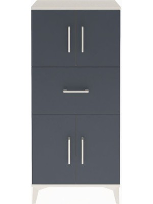 Arges Dolap Tek Raflı Tek Çekmeceli 4 Kapaklı 60X30X134 Aytaşı-Antrasit