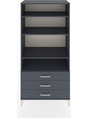 Hyperion Dolap Tek Raflı 7 Çekmeceli 88X44X182 Antrasit-Antrasit