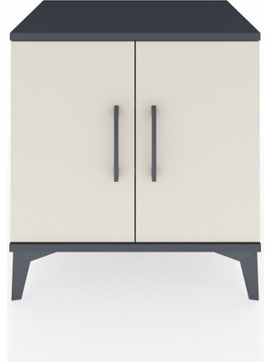 Hyperion Komodin 2 Raflı 2 Kapaklı 60X44X64 Antrasit-Aytaşı