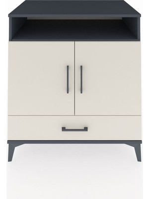 Kronos Şifonyer 3 Raflı Tek Çekmeceli 2 Kapaklı 88X59X96 Antrasit-Aytaşı