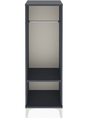 Arges Dolap Tek Raflı Tek Askılı 44X30X134 Antrasit-Antrasit