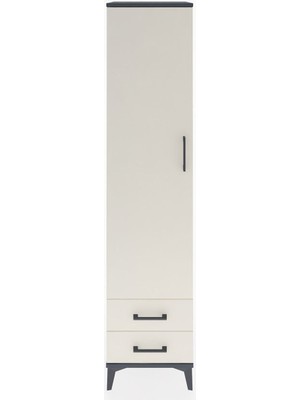 Hyperion Dolap 4 Raflı 2 Çekmeceli Tek Kapaklı 44X44X195 Antrasit-Aytaşı