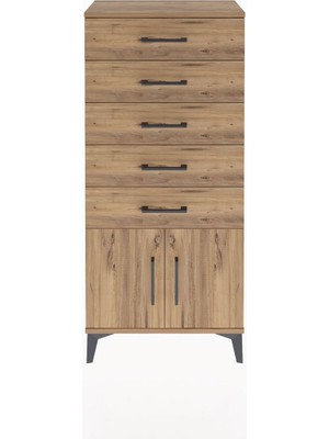 Arges Dolap 5 Raflı 2 Kapaklı 60X30X134 Çam-Çam