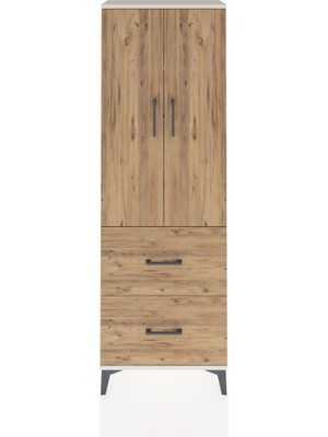 Arges Dolap 3 Raflı 2 Çekmeceli 2 Kapaklı 60X30X182 Aytaşı-Çam