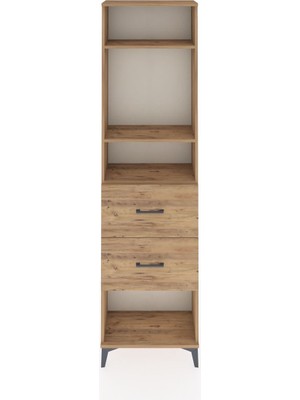 Arges Dolap 3 Raflı 2 Çekmeceli 60X30X221 Çam-Çam