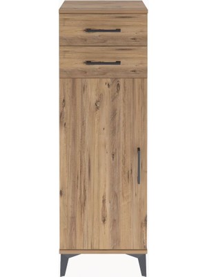 Arges Dolap 2 Raflı 2 Çekmeceli Tek Kapaklı 44X30X134 Çam-Çam