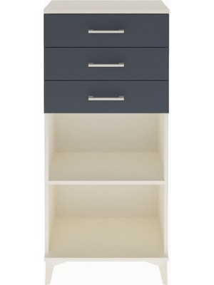 Arges Dolap Tek Raflı 3 Çekmeceli 60X30X134 Aytaşı-Antrasit