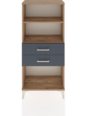 Hyperion Dolap 2 Raflı 2 Çekmeceli 60X44X134 Çam-Antrasit
