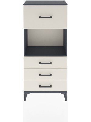 Arges Dolap Tek Raflı 4 Çekmeceli 60X30X134 Antrasit-Aytaşı