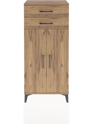 Arges Dolap 2 Raflı 2 Çekmeceli 2 Kapaklı 60X30X134 Çam-Çam