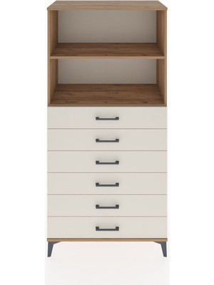 Hyperion Dolap 2 Raflı 6 Çekmeceli 88X44X182 Çam-Aytaşı