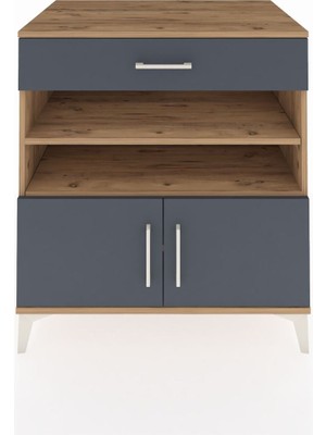 Kronos Şifonyer 3 Raflı Tek Çekmeceli 2 Kapaklı 88X59X96 Çam-Antrasit