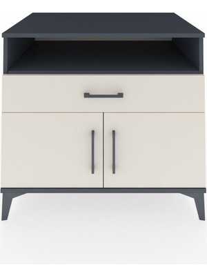 Kronos Şifonyer 2 Raflı Tek Çekmeceli 2 Kapaklı 88X59X80 Antrasit-Aytaşı