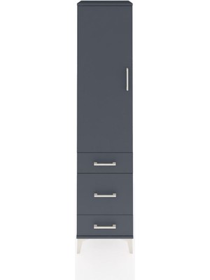 Hyperion Dolap 4 Raflı 3 Çekmeceli Tek Kapaklı 44X44X195 Antrasit-Antrasit