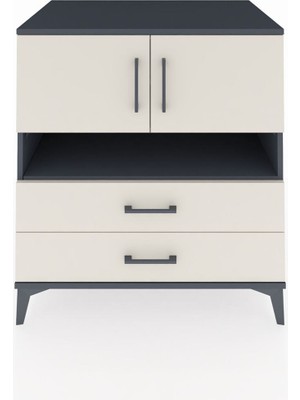 Kronos Şifonyer 3 Raflı 2 Çekmeceli 2 Kapaklı 88X59X96 Antrasit-Aytaşı