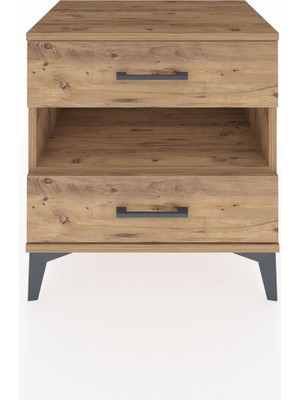 Hyperion Komodin Tek Raflı 2 Çekmeceli 60X44X64 Çam-Çam