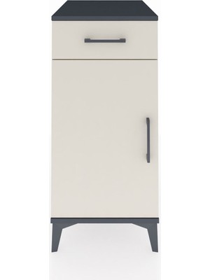 Kronos Komodin 2 Raflı Tek Çekmeceli Tek Kapaklı 44X59X96 Antrasit-Aytaşı