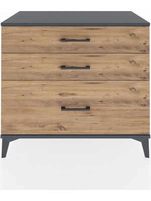 Hyperion Şifonyer 3 Çekmeceli 88X44X80 Antrasit-Çam