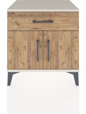 Hyperion Komodin Tek Raflı Tek Çekmeceli 2 Kapaklı 60X44X64 Aytaşı-Çam