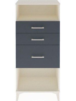 Arges Dolap Tek Raflı 3 Çekmeceli 60X30X134 Aytaşı-Antrasit