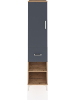 Hyperion Dolap 4 Raflı Tek Çekmeceli Tek Kapaklı 44X44X195 Çam-Antrasit