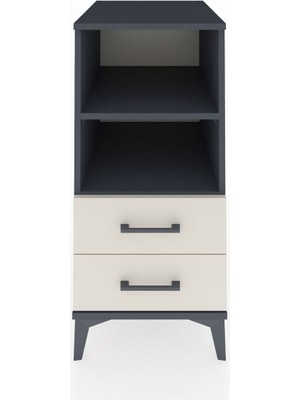Kronos Komodin 2 Raflı 2 Çekmeceli 44X59X96 Antrasit-Aytaşı