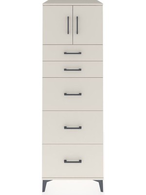 Kronos Dolap Tek Raflı 5 Çekmeceli 2 Kapaklı 60X59X182 Aytaşı-Aytaşı