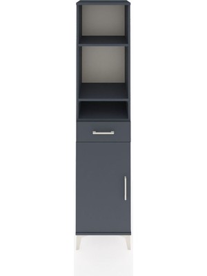 Hyperion Dolap 4 Raflı Tek Çekmeceli Tek Kapaklı 44X44X195 Antrasit-Antrasit