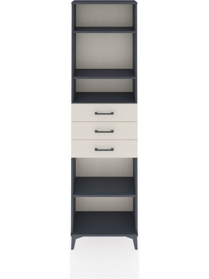 Arges Dolap 4 Raflı 3 Çekmeceli 60X30X221 Antrasit-Aytaşı