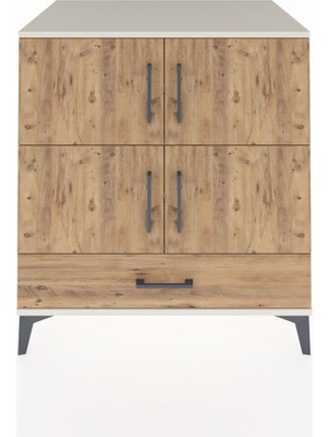 Kronos Şifonyer 4 Raflı Tek Çekmeceli 4 Kapaklı 88X59X96 Aytaşı-Çam