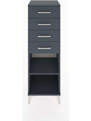 Hyperion Dolap Tek Raflı 4 Çekmeceli 44X44X134 Antrasit-Antrasit