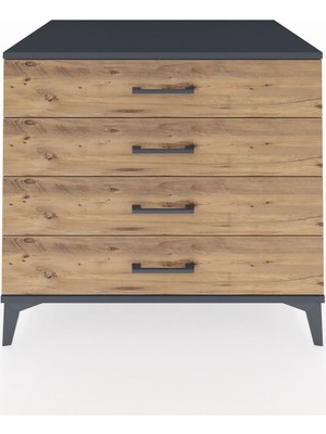 Kronos Şifonyer 4 Çekmeceli 88X59X80 Antrasit-Çam