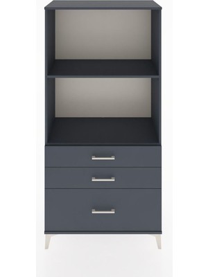 Hyperion Dolap 2 Raflı 3 Çekmeceli 88X44X182 Antrasit-Antrasit
