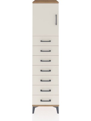 Kronos Dolap Tek Raflı 7 Çekmeceli Tek Kapaklı 44X59X182 Çam-Aytaşı