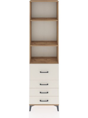 Arges Dolap 3 Raflı 4 Çekmeceli 60X30X221 Çam-Aytaşı