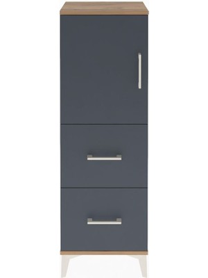 Arges Dolap 2 Raflı 2 Çekmeceli Tek Kapaklı 44X30X134 Çam-Antrasit