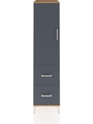 Kronos Dolap 3 Raflı 2 Çekmeceli Tek Kapaklı 44X59X182 Çam-Antrasit