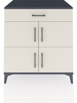 Kronos Şifonyer 3 Raflı Tek Çekmeceli 4 Kapaklı 88X59X96 Antrasit-Aytaşı
