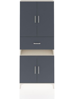 Arges Dolap 5 Raflı Tek Çekmeceli 4 Kapaklı 88X30X221 Aytaşı-Antrasit