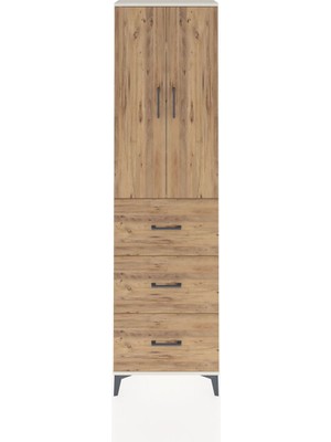 Arges Dolap 3 Raflı 3 Çekmeceli 2 Kapaklı 60X30X221 Aytaşı-Çam