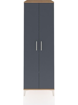 Kronos Dolap 4 Raflı 2 Kapaklı 60X59X182 Çam-Antrasit