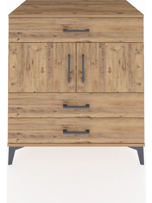 Kronos Şifonyer 2 Raflı 3 Çekmeceli 2 Kapaklı 88X59X96 Çam-Çam