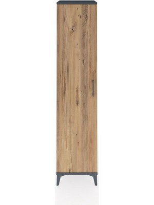 Hyperion Dolap 5 Raflı Tek Kapaklı 44X44X195 Antrasit-Çam