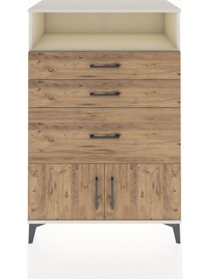 Hyperion Dolap Tek Raflı 3 Çekmeceli 2 Kapaklı 88X44X134 Aytaşı-Çam