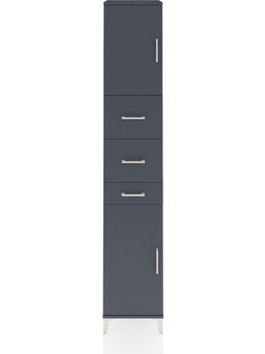Hyperion Dolap 3 Raflı 3 Çekmeceli 2 Kapaklı 44X44X243 Antrasit-Antrasit