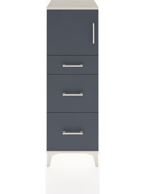 Hyperion Dolap Tek Raflı 3 Çekmeceli Tek Kapaklı 44X44X134 Aytaşı-Antrasit