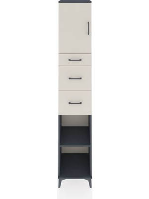 Hyperion Dolap 3 Raflı 3 Çekmeceli Tek Kapaklı 44X44X243 Antrasit-Aytaşı